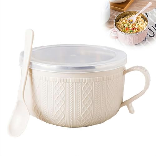 Lot de 4 tasses à repas de 750 ml avec couvercle, bols à soupe de Noël avec poignées et cuillère, bols en acier inoxydable double couche résistants à la chaleur, grandes tasses à soupe pour soupes