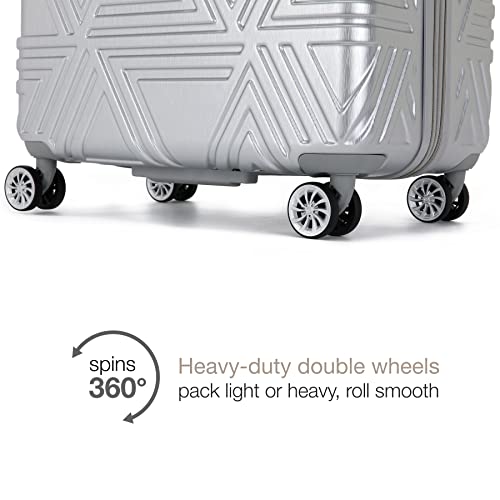Badgley Mischka Modern Trolley Contour 3 Piece Expandable Spinner Wheels Luggage/Suitcase Set (Silver) #TOP2