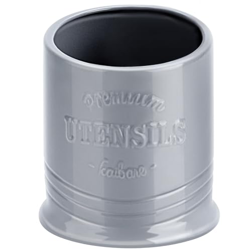 JSHKY Porte-ustensiles extra large de 18,3 cm pour comptoir de cuisine, pot a ustensiles en ceramique lourd avec tapis de protection en bas, cadeau pour pendaison de cremaillere, Thanksgiving et Noel,
