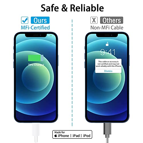 Cabo de carregamento rápido para iPhone, certificação Apple MFI, pacote com 2, tipo C, 1,8 m, Apple