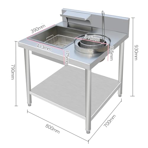 SXXZYAZJ Commercial Stainless Steel Fried Food Prep Table - Heavy-Duty Breading Station for Chicken Nuggets Donuts - 80cm (31.5in) Work Table for Efficient Food Preparation