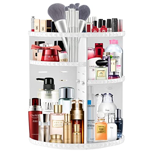 Vinmoso Rotating Makeup Organizer And Storage Perfume Organizer For Dresser Cosmetics Organizer Makeup Organizer For Vanity Dresser Organizer 4 Trays Adjustable Cosmetic Storage Cases #TOP2
