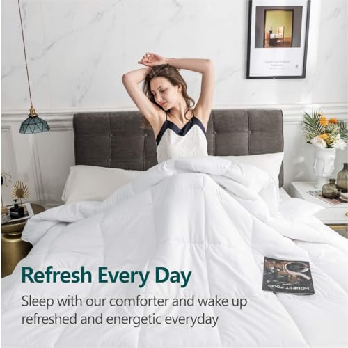 Image of Cozynight Soft Quilted Down Alternative Comforter All Season Lightweight Queen Size Comforter Duvet Insert -Hypoallergenic & Breathable & Machine Washable White Comforter Queen 88a€X92a€