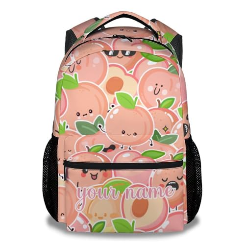 Custom Peach Backpack for Girls - 16 Inch Cute Backpack for School - Light Pink Lightweight Durable Bookbag for Kids