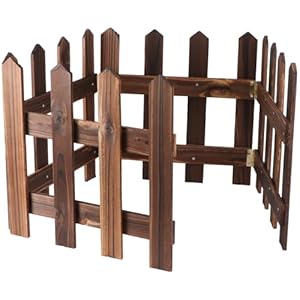 Happyyami 1.2m Christmas Tree Wooden Picket Fence Garden Decorative Fence for Christmas Xmas Tree Wedding Party Decor Brown