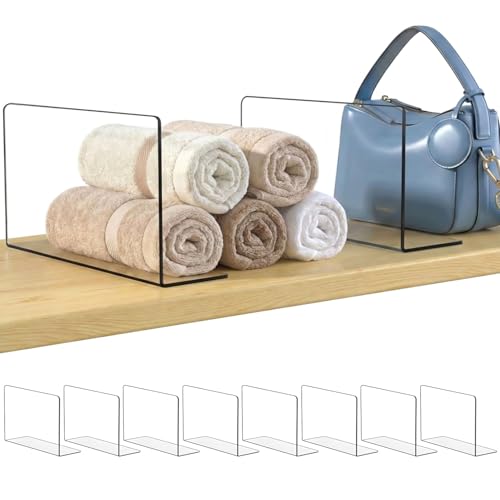 Shelf Dividers for Closet Organization: 6" Tall x 10" Deep, Deeper Adhesive Separators Features Acrylic Material and Provides Storage for Babywear and