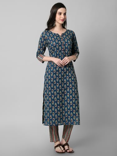 Image of rytras Women's Cotton Printed Kurta With Pant
