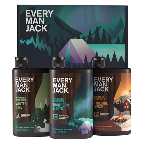 Every Man Jack Men's Body Wash Gift Set - 3 Invigorating Winter Scents - Deeply Cleans,...