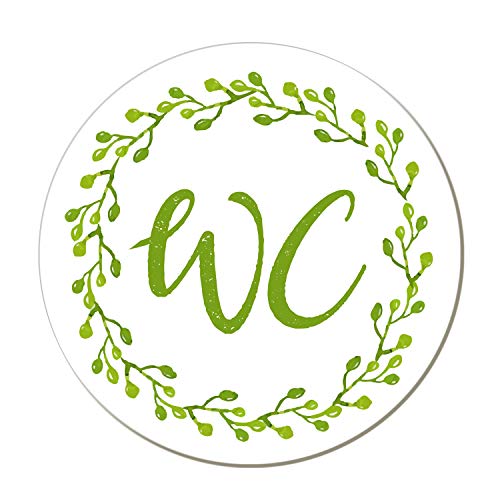 Logbuch-Verlag placa redonda indicación WC baño con diseño floral verde - señalización para servicios cartel bonito