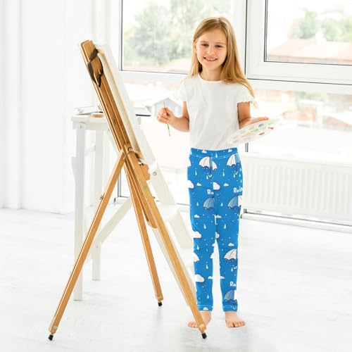 ALAZA Girls' Leggings Children's Yoga Pants Skinny Printed Dance Rain Umbrella Blue Comfortable 4T4