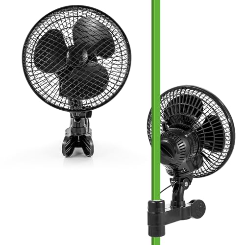 WZTO Grow Ventilator mit Clip, 20W Growzelt Ventilator Oszillierende Clip Lüfter, 2 Geschwindigkeiten, Grow Ventilators Oszillierend Klemmbar mini Fan für Growzelt (2PCS)