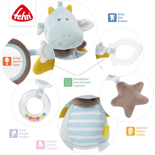 Fehn 065121 - Juguete de actividad motora, con diseño de dragón de peluche para colgar, con espejo y anillos para morder, agarrar y producir sonidos, para bebés y niños pequeños a partir de 0 meses - imagen 5