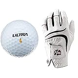 Wilson Golfbälle Ultra, weiß, 24er Pack & Staff Herren Golfhandschuh, Grip Plus, Material-Kombi, Größe: M/L, Linkshand, MLH, weiß, WGJA00680ML