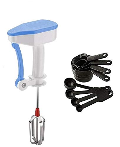 SEAHAVEN Kitchen Tools Combo Set - 1pcs Power Free Hand Blender with High Speed Operation with 8Pcs Black Measuring Cups and Spoons Set-image-6