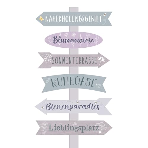 Spetebo Plaque de jardin en bois - Hauteur : 76 cm - Zone de reprise - Panneau décoratif avec piquet de terre - Décoration de jardin - Indicateur de direction - Tige de jardin