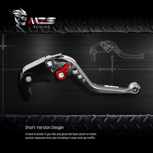 Image of MZS Black Motorcycle Brake Clutch Levers Adjustable Short CNC Set | for ZX6R 636 00-04, ZX10R 04-05, ZX9R 00-03, ZX12R 00-05, ZZR600 05-09, Z1000 03-06, KLZ1000 12-14, Unbreakable Handle Kit