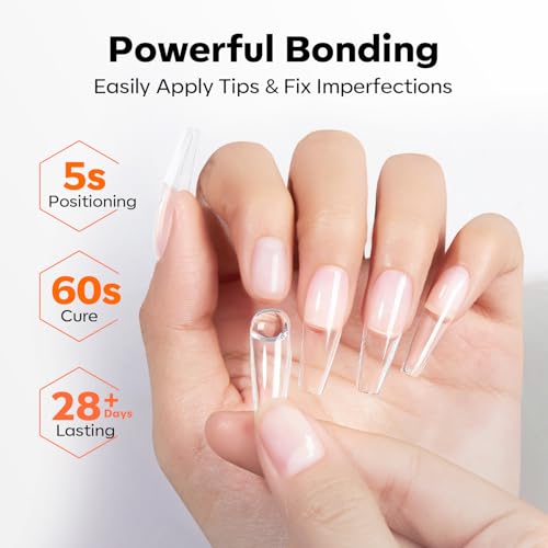 Image of modelones 10-in-One X Nail Gel Glue with Nail Dehydrator Primer Set | Adhesive Bond for Press Ons False Tips Acrylic Rhinestones Prevent Lift Clear Multi Use Gel Polish U V Cure Soak Off Manicure