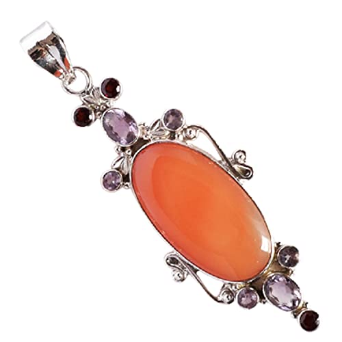 Collier pendentif argent 925 d'exception aux trois pierres précieuses
