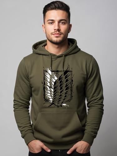 Image of ADRO Men's Fleece Attack On Titan Hooded Printed Hoodies