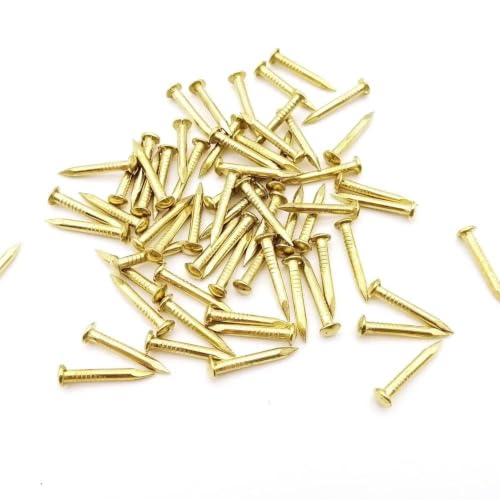 100 pcs Clavos pequeños de latón, cabeza redonda decorativa 1.2/1.5/2 mm para muebles, cajas de joyería y reparación de instrumentos (15 x 1.5 mm, amarillo) miniatura 1