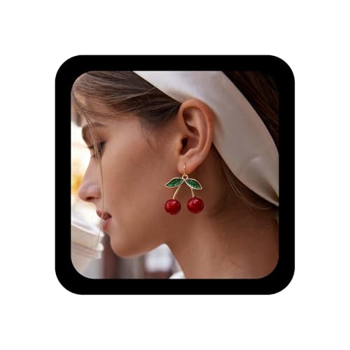 Xduargs Boucles D'oreilles Boho Cerise Pendante 3D Goutte D'eau Bijoux Pour Femmes