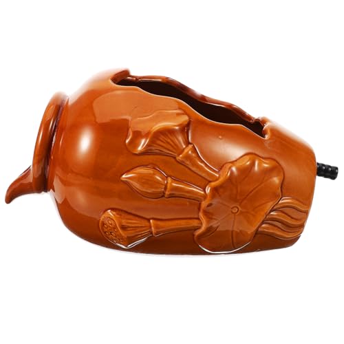 KONTONTY Outdoor Water Fountain Decor Ceramic Jar Water Feature Pump Garden Waterfall Jar for Landscape