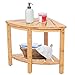 EEUK Narożny stołek prysznicowy bambusowa ławka z półką, ławka prysznicowa siedzisko drewniane spa wanna deluxe organizer stołek organizer na buty ławka wejściowa do łazienki, prysznica, spa, sauny