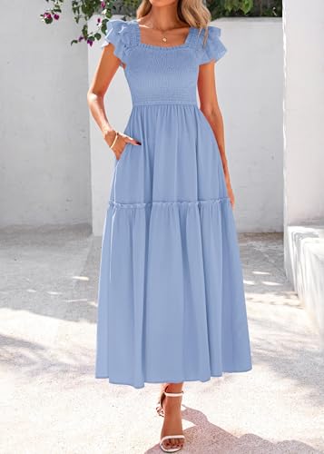 Image of KIRUNDO Smocked Summer Midi Dresses for Women 2026