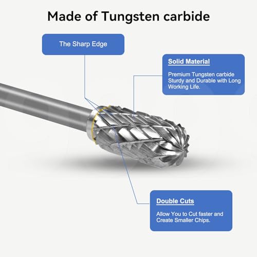 [10 Stück] EASERIA Hartmetall Frässtifte Set, Wolfram Hartmetall Rotationsfräser, Schaftdurchmesser 3mm, für Holzschneiden, Bohren, Metallpolieren