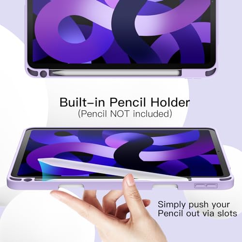 Image of JETech Cover Case for iPad Air 11-Inch M4 /M3 /M2 (2026 /2025 /2024), iPad Air 5 /4 (2022 /2020 5th /4th Generation 10.9-Inch) with Pencil Holder, Slim Tablet Cover with Soft TPU Back (Purple)