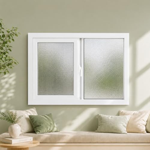 Image of Basement Sliding Casement Window, Aluminum Alloy with Screen Frosted Tempered Glass Replacement for Shed Bathroom RV Kitchen(White,H*W14*25in)