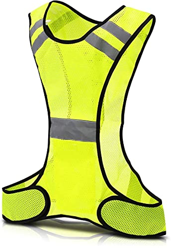 AIlysa Réfléchissant Gilet, Gilet de Sécurité Réfléchissant Réglable Haute Visibilité, Taille Universelle, pour Vélo Bicyclette Moto Cyclisme Course à Pied Jogging (1 Pièces, Jaune Fluo) Cover
