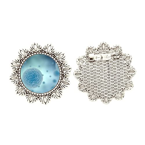 Broche de plata diseño flor Creature Science Bioplast Microcosc joya mediana para solapa