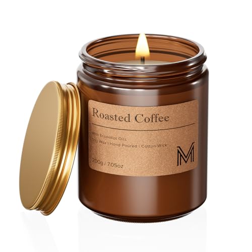 M&SENSE Duftkerzen im Glas 200g - Gerösteter Kaffee Natürliche Sojawax Kerze mit 40h Brenndauer, Geschenk für Frauen & Männer (Bad, Yoga, Aromatherapie)