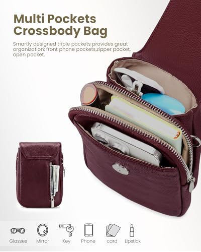 Image of befen Genuine Leather Crossbody Bags for Women, Cell Phone Cross body Purse Bag with RFID Blocking Card Slots