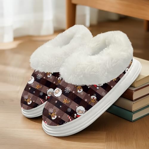 chaqlin Women's Christmas Slippers Platform Women Slippers Slip on Fluffy Fleece Lined House Shoes for Indoor Outdoor3