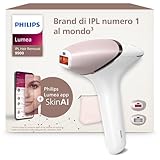 Philips Lumea Serie 9900, dispositivo di depilazione IPL, alternativa alla depilazione laser, tecnologia SenseIQ e SkinAI, 2 accessori per corpo e viso, BRI950/02
