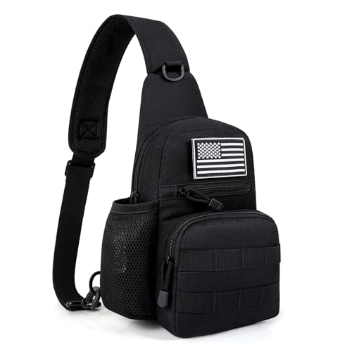YIQUN Tactical Bag Backpack for Men, Outdoor Military Rover Shoulder Sling Chest Pack EDC Molle Daypack Backpack for Sports, Travel, Hiking, Range (Black)