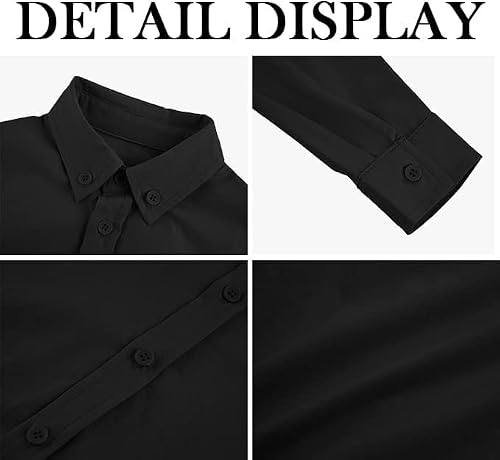 Boys' Long Sleeve Dress Shirts Pointed Collar Classic Button Down Cotton Shirt Slim Fit Solid Tops For Kids Toddlers Black #TOP6