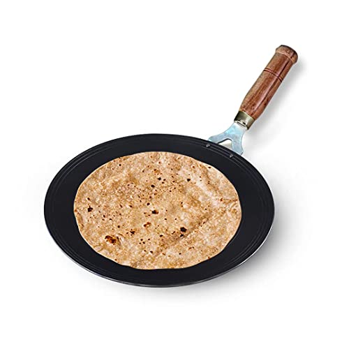 Image of IRONIZE Pure Iron Roti Tawa with Wooden Handle | Heavy Duty Chemical-Free Iron Cookware | Even Heat Distribution | Ideal for Roti, Chapati, Paratha, Dosa & Omelette | Available in 1kg to 2kg (1.35 kg)