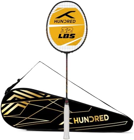 Hundred Rock 88 Badminton Racket with Full Racket Cover | for Intermediate Players | 82 Grams | Maximum String Tension - 32lbs