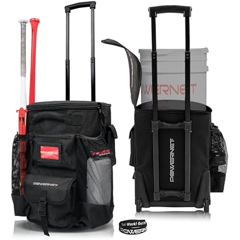 PowerNet 6 Gallon Bucket Organizer Cover, Softball & Baseball Buckets Multi-Pocket Organizer, Heavy Duty Zippers, All Terrain Wheels (Wheeled Caddy) Cover