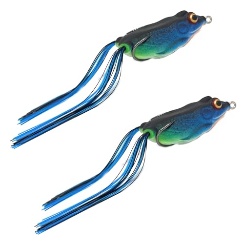 Reaction Tackle Hollow Body Frogs - Weedless Topwater Frog Lure for Largemouth Bass, Snakehead and Pike - 2.5-Inch Soft Plastic Hollow Body Lures for Heavy Cover (2-Pack) - Blue Moon Frog