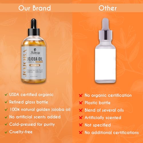Kanzy Jojoba Oil 120ml Cold Pressed for Hair, Nails, Eyelash & Eyebrow Growth - Vegan & Cruelty Free for Skin, Face & Body as Carrier, Massage Oil - Image 6