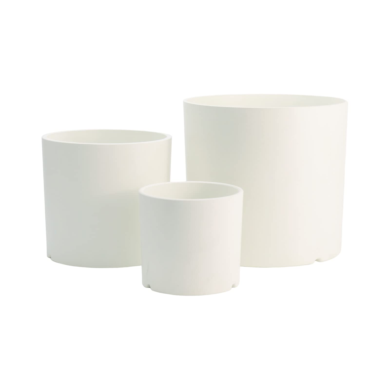 Photo 1 of Ambikun White Plant Pots Set of 3 Large Plant Pots with Drainage Holes