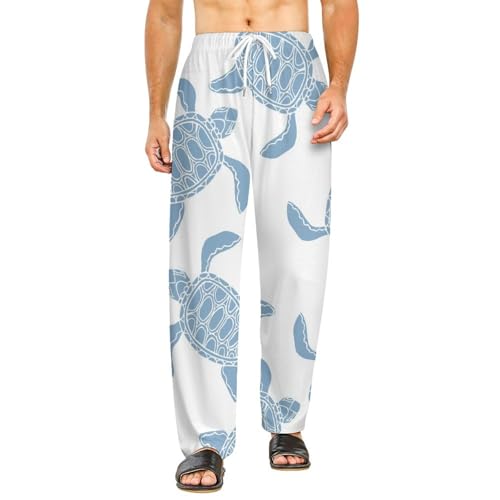 Bas de pyjama long femme bleu Tortue avec poches résout le manque de confort S
