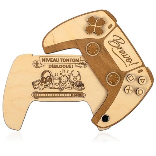 Ernestine - Annonce Grossesse Tonton Gamer – Manette PlayStation en Bois Gravée “Bravo – Niveau Tonton Débloqué”, Cadeau Original Oncle, Idée Annonce Bébé, Naissance, Noël - annonce grossesse oncle