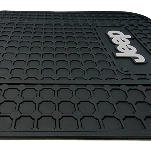 Jeep Logo Car Truck Suv Front & Rear Seat Rubber Floor Mats - 4Pc #TOP4