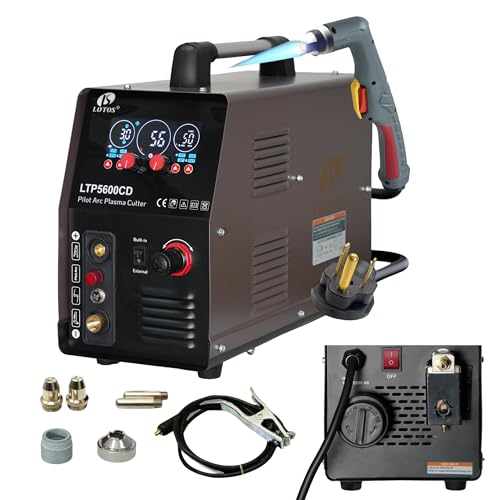 Image of LOTOS Apex LTP5600CD Plasma Cutter with Built-In Air Compressor, 56A, 5/8" Clean (3/4" Sever), Drag-Cut Ready, Non-Touch Pilot Arc, App-Style LED Panel, Upgraded Torch, 1/2" Max with Internal Air