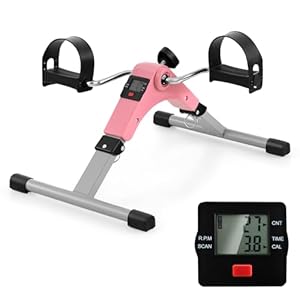 GYMAX Under Desk Bike Pedal Exerciser, Folding Mini Exercise Bike with LCD Display for Arms & Legs Workout, Portable Peddler Exerciser for Seniors Office Home Fitness